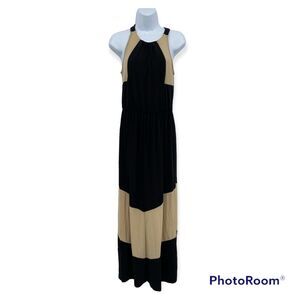 Charming Charlie Stretch Color block Halterneck Sleeveless Midi Maxi Dress Small